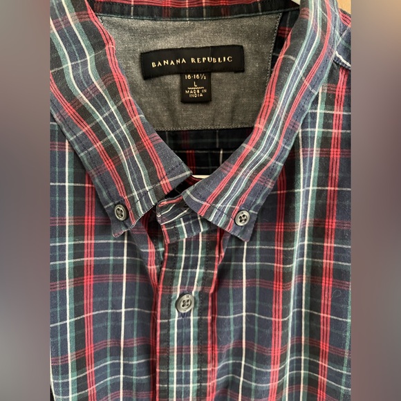 Mens' Banana Republic Blue and Red Plaid Shirt - Picture 3 of 7